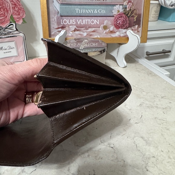 Louis Vuitton REPAINTED brown monogram vernis wallet w/insert chain and COA